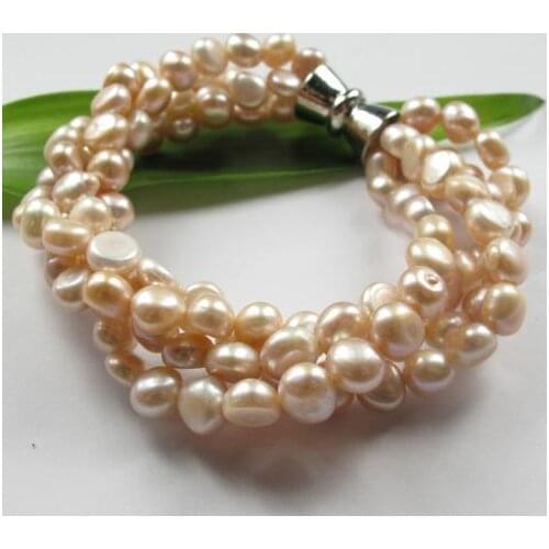 New Unique Pearl Bracelet Natural Lavender Freshwater Pearl Bracelet Baroque Beads With Magnet Clasp Fine Jewelry Women Gift