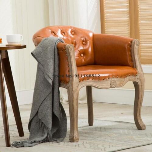 European-style dining chair American post-modern solid wood net red Nordic single makeup nail salon bar combination sofa chair