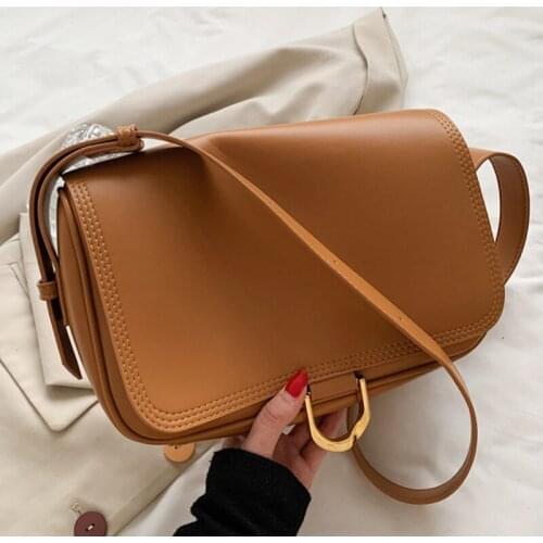 Solid Color PU Leather Totes Shoulder Crossbody Bags For Women 2021 Womens Designer Flap Handbag Female Travel Messenger Bag