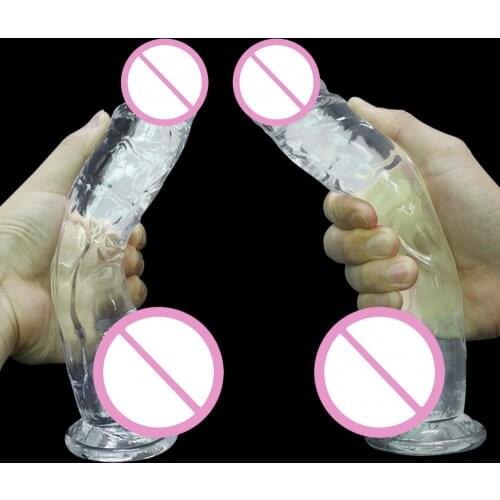 OLO Suction Cup DildoTransparent penis female bouncy masturbator female Stimulation adult toy fun gift