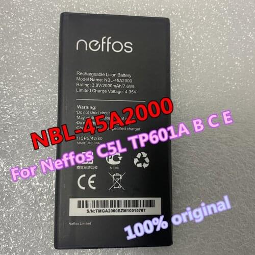 Original New NBL-45A2000 2000mAh Replacement Battery For TP-LINK Neffos C5L TP601A B C E Rechargeable Li-polymer Bateries