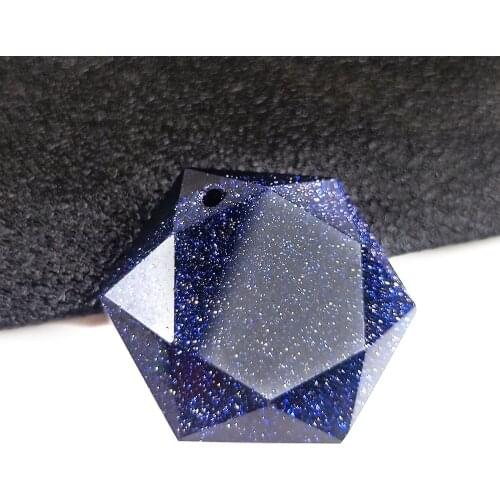 28x8mm Hexameron Blue Gold Sand Stone Star Sky Pendant Necklace Energy Healing Stone Spirit Pendulum Pendant Wholesale