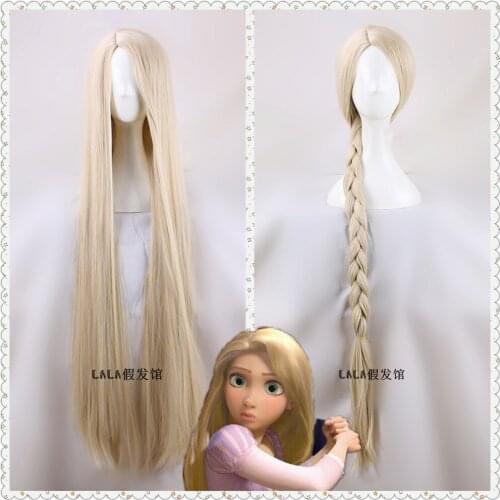 120cm/47" Women Princess Rapunzel wig Long blonde straight hair wig Halloween Role Play Tangled hair fancy Costumes