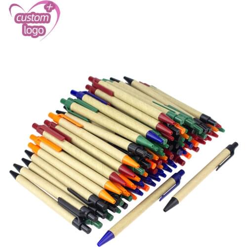 Lot 50pcs ECO Paper Ball Pen Black Ink Ballpoint Green Concept Custom pen Promotion Logo Gift Giveaway Personalized Pen Freebie