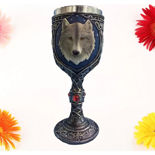 Personalized double-layer goblet wolf head goblet stainless steel spirit glass home dining table cup kitchen home decoration