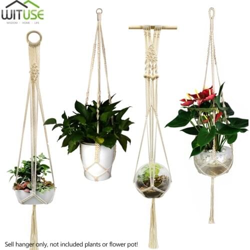 Handmade Hanging Plant Macrame Plant Hanger Flower Pot Planter Hanger Hanging Basket Wall Decor Courtyard Garden Hanging Planter