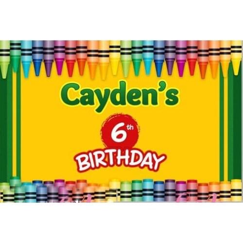 Custom color Crayon Birthday Green backdrops High quality Computer print children kids background