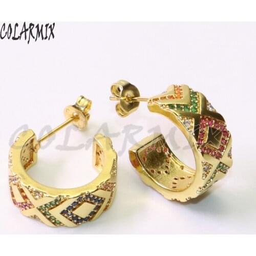 4Pairs Round zircon earrings simple circle earrings Gift for lady Crystal earrings wholesale earring 50814