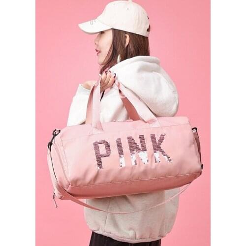 Pink fitness bag new European and American long and short distance outdoor travel bag portable large capacity nylon waterproof s