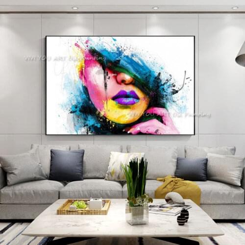 2017 Sexy Women Face Fashion Modern Canvas Painting Wall Picture Abstract Figures Oil Painting for Living Room Bedroom Decor