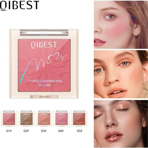 QIBEST Face Blusher Powder 5 Colors Rouge Makeup Cheek Blusher Professional Palette Blush Contour Shadow Contour Peach Blusher