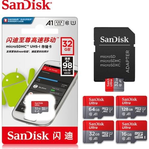 100% Original SanDisk Micro SD Card Class10 TF Card 16gb 32gb 64gb 128gb Max 98Mb/s memory card microSD UHS-3 A1 flash card