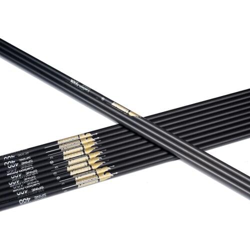 12pcs Archery Pure Carbon Arrows Shaft 30inch 32inch Spine300 -600 ID6.2mm for Compound Bow Longbow Hunting DIY Accessories