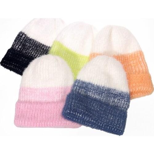 Imitation Mink Gradient Gradient Unisex Keep Warm Beanie Autumn Winter Hip Hop Outdoor Men Skull Cap Women Ski Cap