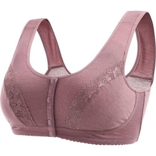 Comfy Cotton Full Cup Bralette With Detachable Chest Pad Breathable Stretchy Front Buckle Bra Women Underwear Vest Brassiere