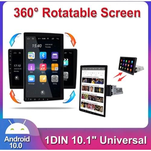 10.1 Inch Car DVD player 1Din Android 9.1 Car Multimedia Player GPS BT OBD2 WiFi/3G/4G with Up Down 360 Degree Rotatable Screen