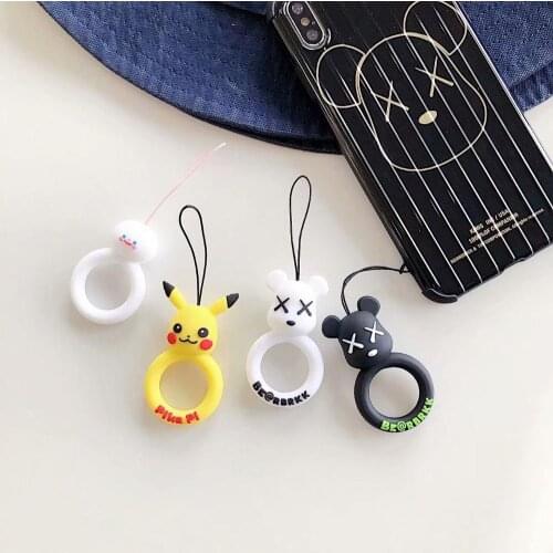 Universal Silicone Lanyard for Keys Phones Strap for Mobile Phone Keycord Lanyards Finger Rings Cartoon Mobile Phone Accessories