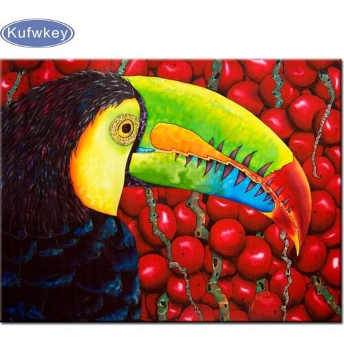 Volledige vierkante diamant 5D DIY Diamond Painting Rainbow Toucan Painting Diamond geborduurd Diamond Mosaic Home Decor