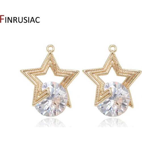 2020 New Design Rotating Sparkling Zircon Star Charm Pendant For Earrings Necklace Jewelry Making DIY Craft