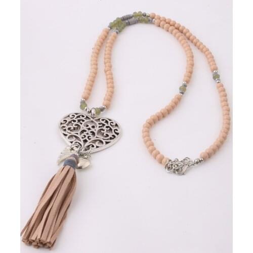 High Quality Fashion Leather Tassel Long Chain Necklace Sweater Patry Necklace Jewelry for Women Christmas Party Jewelry
