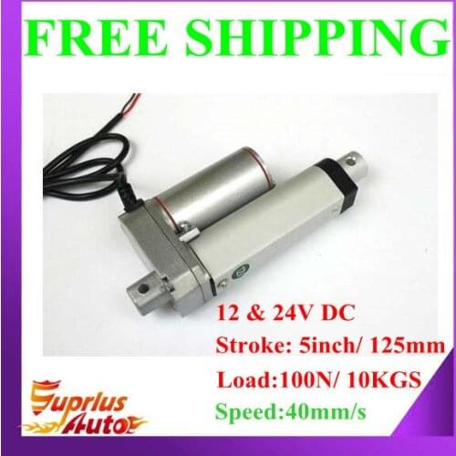 High Speed 40mm/s 5inch/ 125mm Stroke, 12/ 24V DC 100N/10KGS Force Mini Linear Actuator- FREE SHIPPING