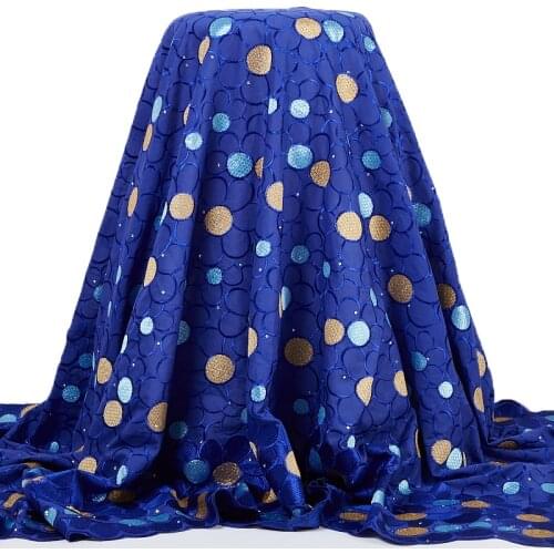 Zhenguiru High Quality 2021 African Royal Blue Lace Fabrics Swiss Voile 100% Cotton Dudai Lace Fabric Women Wedding Dress A 2448