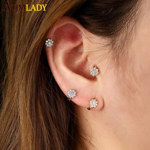 Rose Gold Color Flower Ear Cuff Earring 925 Sterling Silver Minimal Delicate No Piercing Lovely Girl Women Gift Clip Earrings