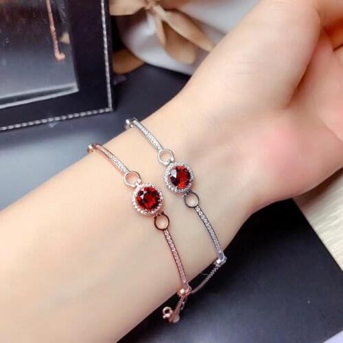 Procogem Natural Mosan Garnet Bracelet for women Party Anniversary 1.60Ct Real gemstones 925 Sterling Silver Fine Jewelry #602