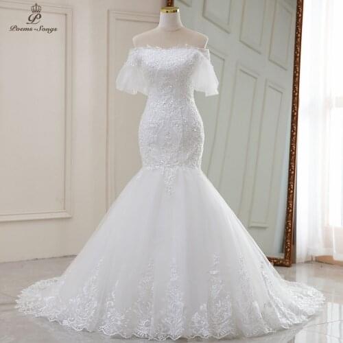 Real photo Real video Flare sleeves style mermaid wedding dresses2020 marriage dress robe de mariee vestidos de novia sereia