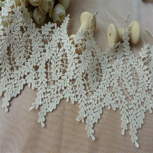 1 Yard Leaves Beige Cotton Lace Home texile Cloth Wrap Knitting Embellishments DIY Patchwork Lace Trims 13cm width