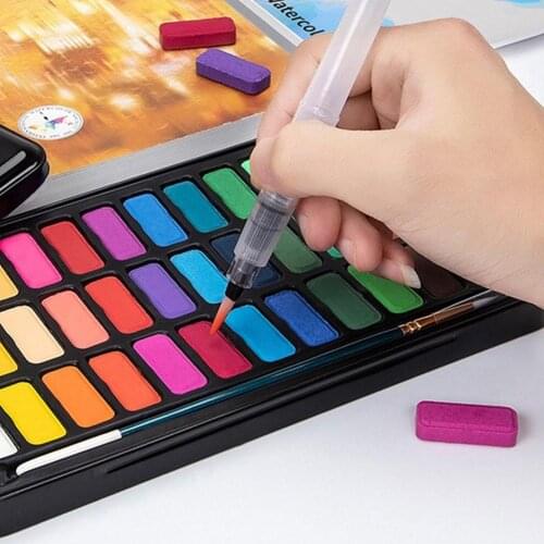 12/18/24/36 Colors Watercolor Paint Set Portable Box With Water Color Brush School Kids Professional Art Drawing Supplies