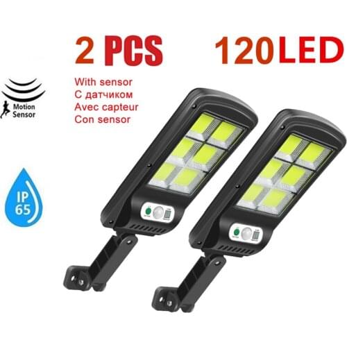 2pcs tabular oblong 120 LED Solar Light Outdoor Solar powered Lamp PIR Motion Sensor Street wall porch Path Sunlight for Garden