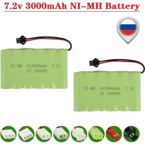 3000mah 7.2v Rechargeable Battery For Rc toys Cars Rc Boat Tanks Train Robots Gun NiMH Battery AA 7.2v 2400mah Battery Pack 2pcs