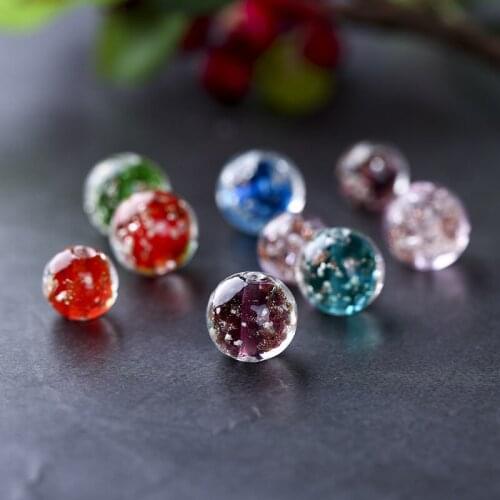 5 Pieces/Lot 10mm 12mm Lampwork Glass Beads Round Glitter Beads With Shinning Sand for Earring Necklace Bracelet Making