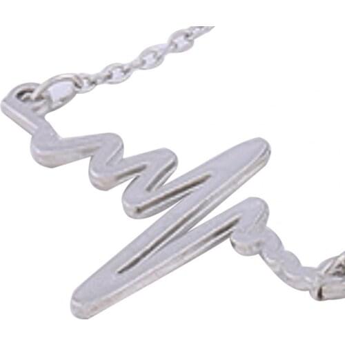 50%HOTNecklace Heartbeat Rhythm Design Heart Shape Alloy Women Necklace Jewelry for Gifts