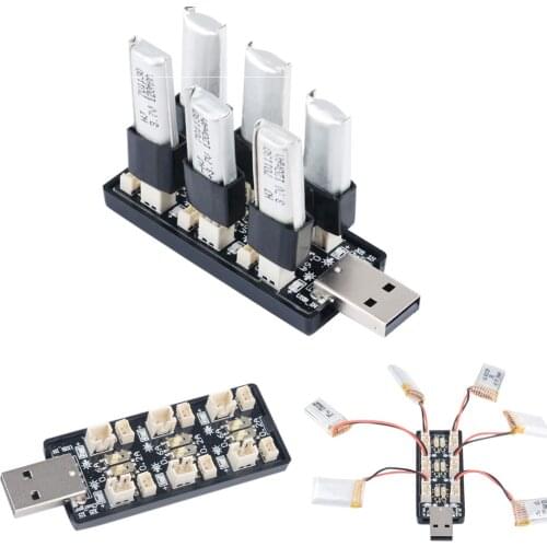 6CH USB to 3.7V~3.8V 1S LiHv Lipo Battery Charging Adapter Board 5V 2A USB Battery Charger Board for RC Toy Model Batteries