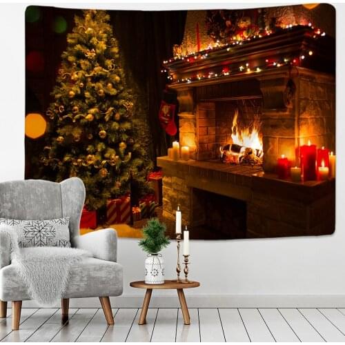 Home Decoration Accessories Christmas Background Tapestry Fireplace Christmas Tree Decoration Wall Hanging Decoration Mural