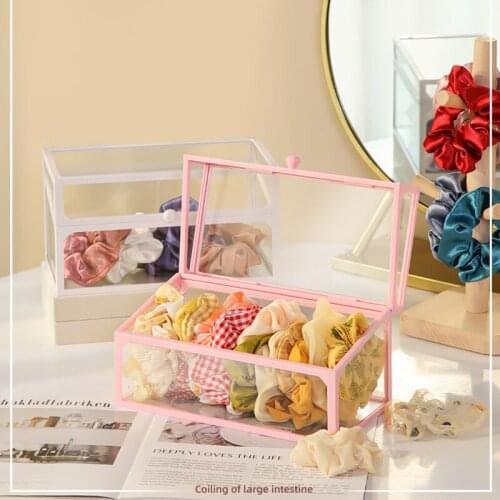 Hair accessories Jewelry Dressing Box INS style Dustproof Transparent Glass Web Celebrity Korean Hairpin Head Rope Storage Boxes
