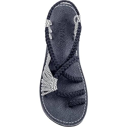 Bomlight Denim Sandals For Women Summer Bohemia Shoes Slippers Female Twist Flat Sandals Shoes Shales Beach Sandals Flip Flops