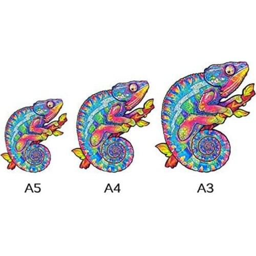 Wood Games Puzzles Animal Chameleon Shape Wood DIY Crafts Jigsaw Puzzle For Adults Handmade Toys Christmas Gift Decor Supplies