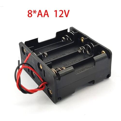 8AA 12V Battery Holder Clip Slot AA Battery Storage Holder Box Case 8*AA Batteries Stack With line