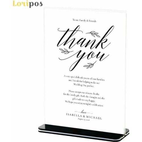 Double-sided T-type Acrylilc Desk Sign Holder Card Display Stand Table Menu Photo Frame