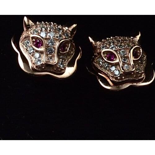 Guarantee Plain 925 Sterling Silver , CZ , Cubic Fox Earrings, 2.8 g, EA52253