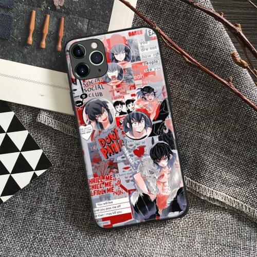 Inosuke Hashibira Kimetsu No Yaiba Anime Soft Tpu Glass Phone Case for IPhone SE 6s 7 8 Plus X Xr Xs 11 12 Mini Pro Max Samsung
