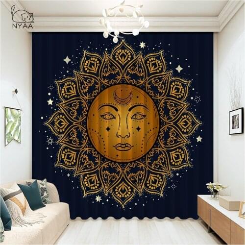 Colorful Mandala Bohemian Window Kitchen Curtains Home Office Curtains Bedroom Cafe Geometric Curtain Accessories Micro Shading