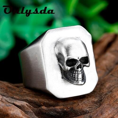 Wholesale Mens Calvarium Skull Ring Gothic 316L Stainless Steel Biker Ring Motorcycle Band jewellery Party Gothic Gift