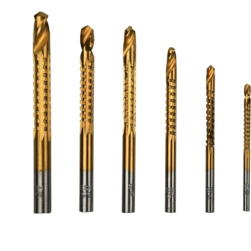 6Pcs HSS Steel Titanium Electric Drill Saw Set 3mm 4mm 5mm 6mm 6.5mm 8mm Hole Grooving Coated Woodworking Wood Twist Drill Bit