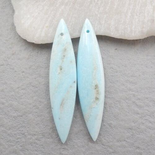 New Design Natural Stone,Hemimorphite Gemstone Earring Cabochon Beads pair,35x13x3mm 32x13x3mm 6.6g