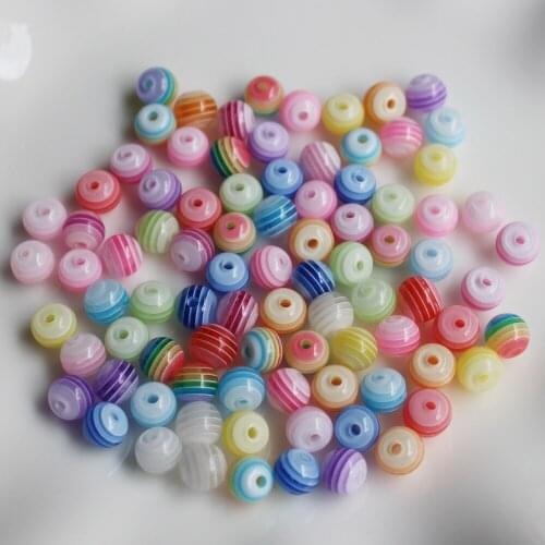 Wholesale 8mm Colorful Jewelry Stripes Resin Beads For Garment And Jewelry Making