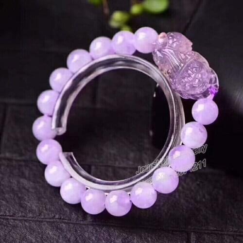 Wholesale Lavender Purple Natural Crystal Bracelet Round Bead With Pi Xiu Hand String Lucky Beauty for Women Crystal Jewelry